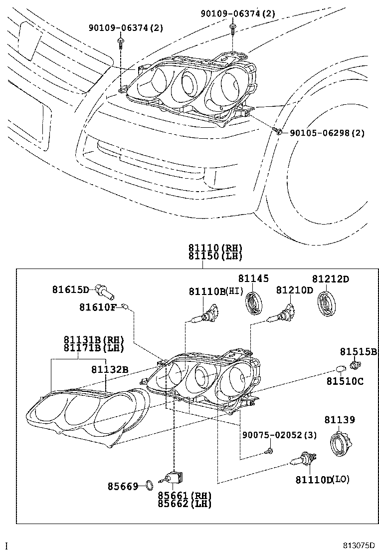 81070-22A70 UNIT ASSY, HEADLAMP, LH product image
