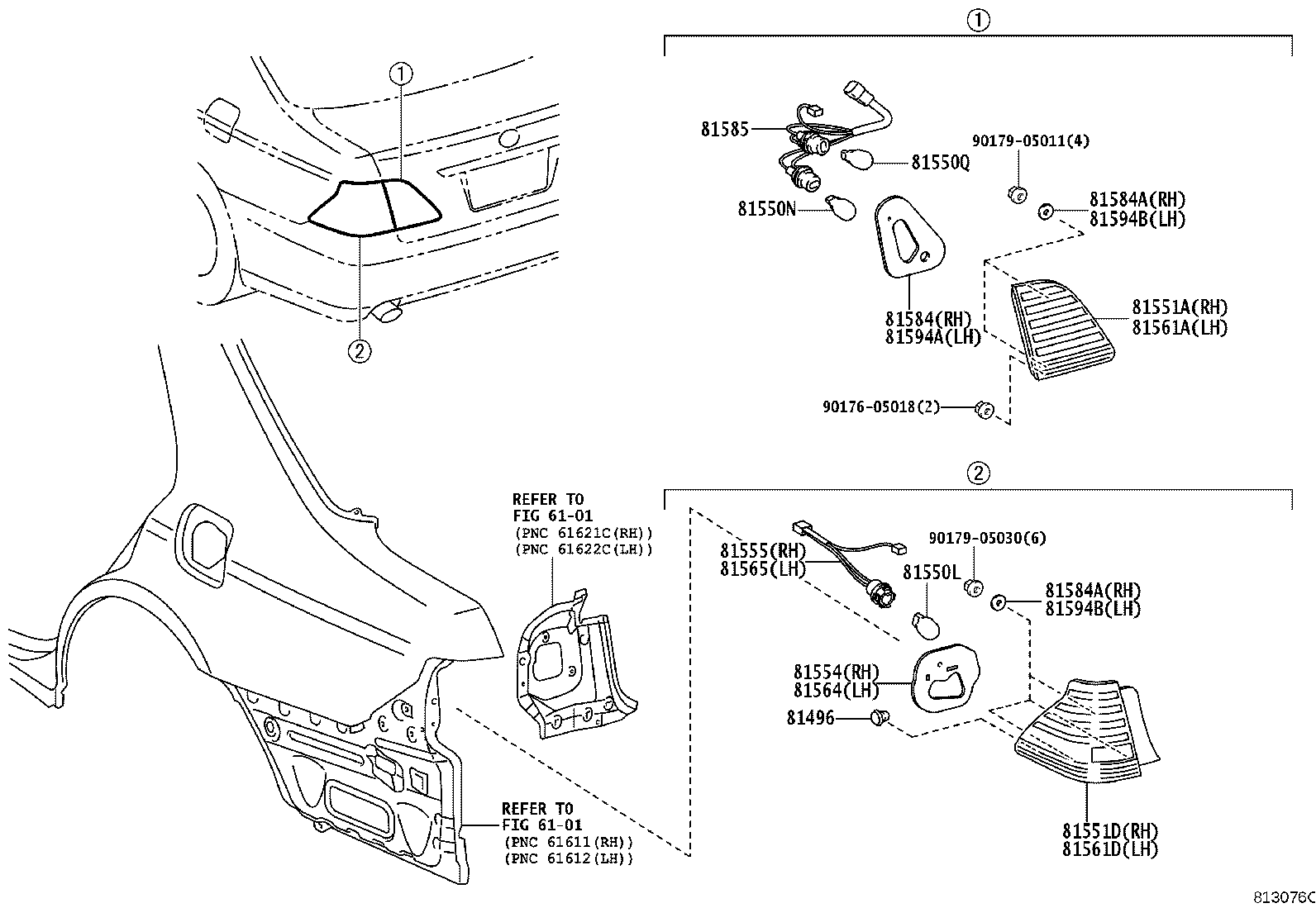81554-30880 GASKET, REAR COMBINATION LAMP BODY, RH product image