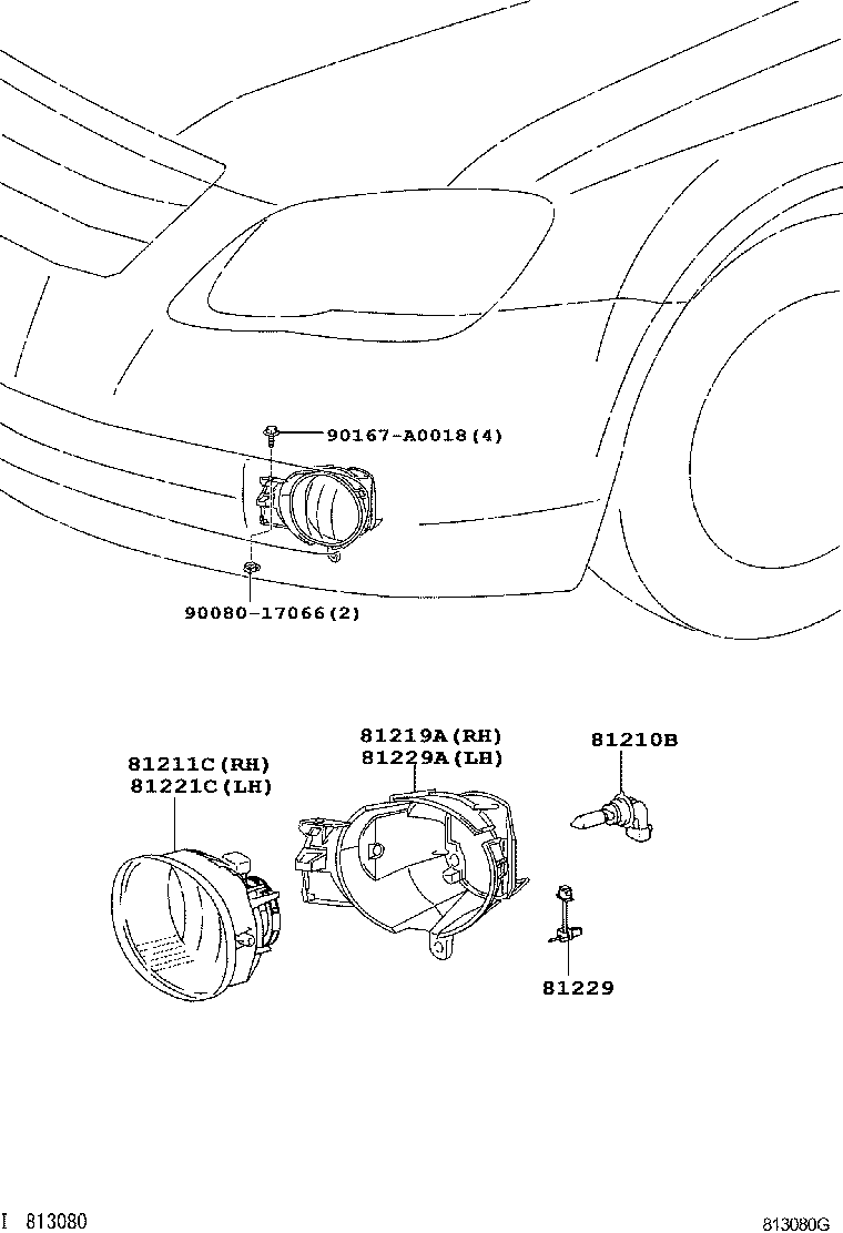 Toyota 81210-08020 LAMP ASSY, FOG, RH