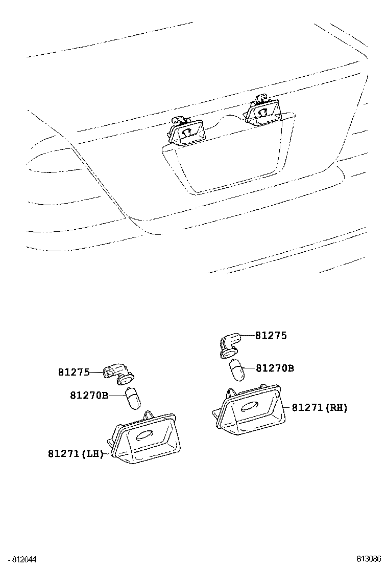 81275-02080 SOCKET AND WIRE, LICENSE PLATE LAMP product image