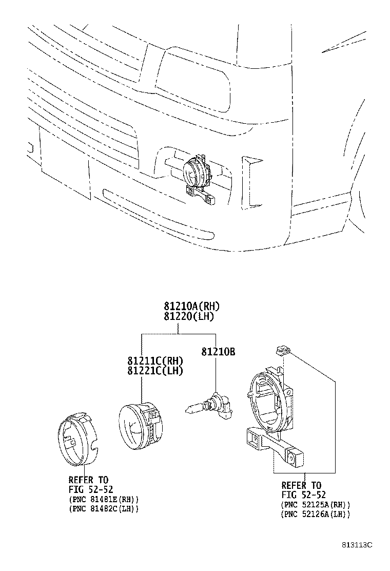 Toyota 81210-52053 LAMP ASSY, FOG, RH