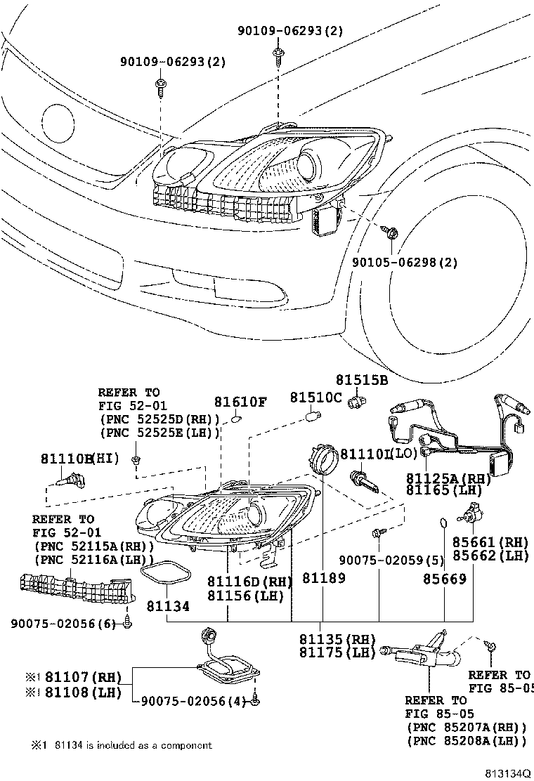 81145-30D80 UNIT ASSY, HEADLAMP, RH product image
