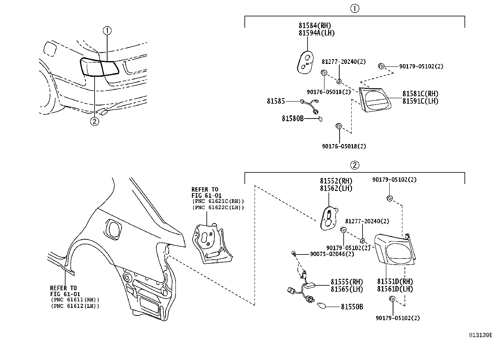 Toyota 81551-30A50 LENS & BODY, REAR COMBINATION LAMP, RH