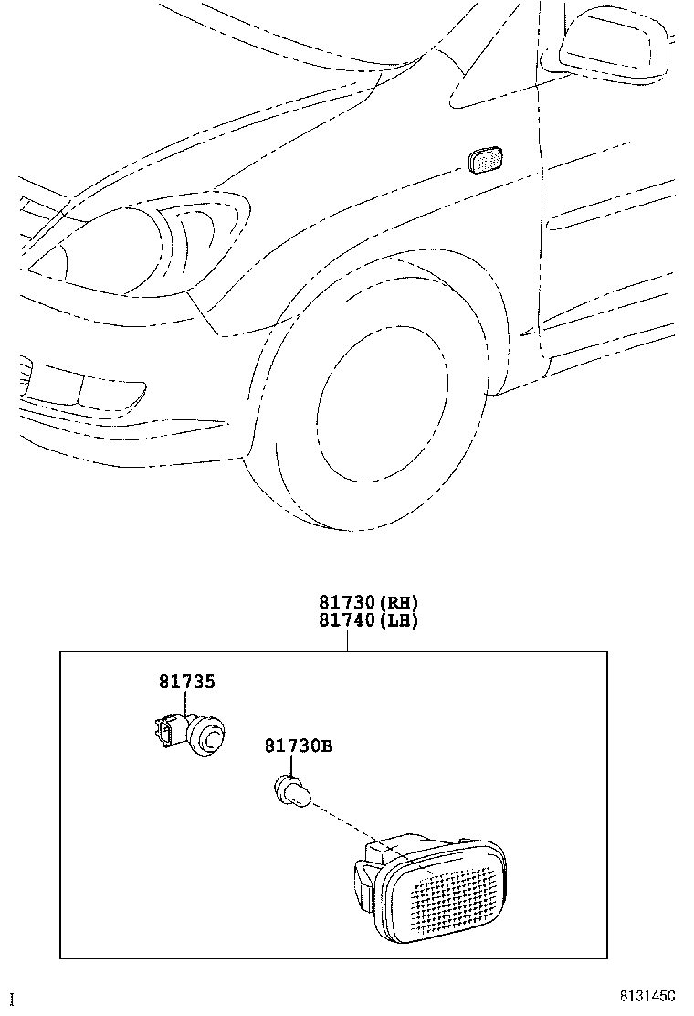 81730-0B021 LAMP ASSY, SIDE TURN SIGNAL, RH product image