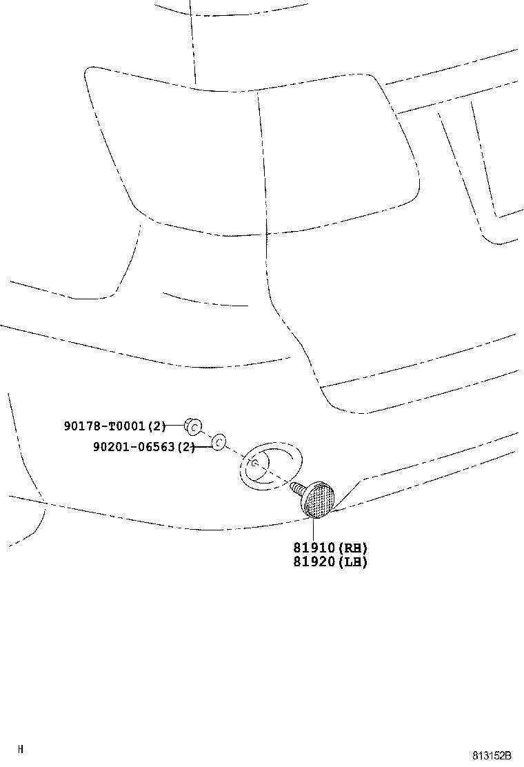 81910-0K010 REFLECTOR ASSY, REFLEX, RH product image