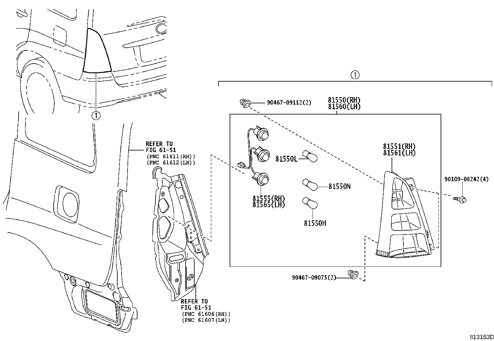 81550-0K080 LAMP ASSY, REAR COMBINATION, RH product image
