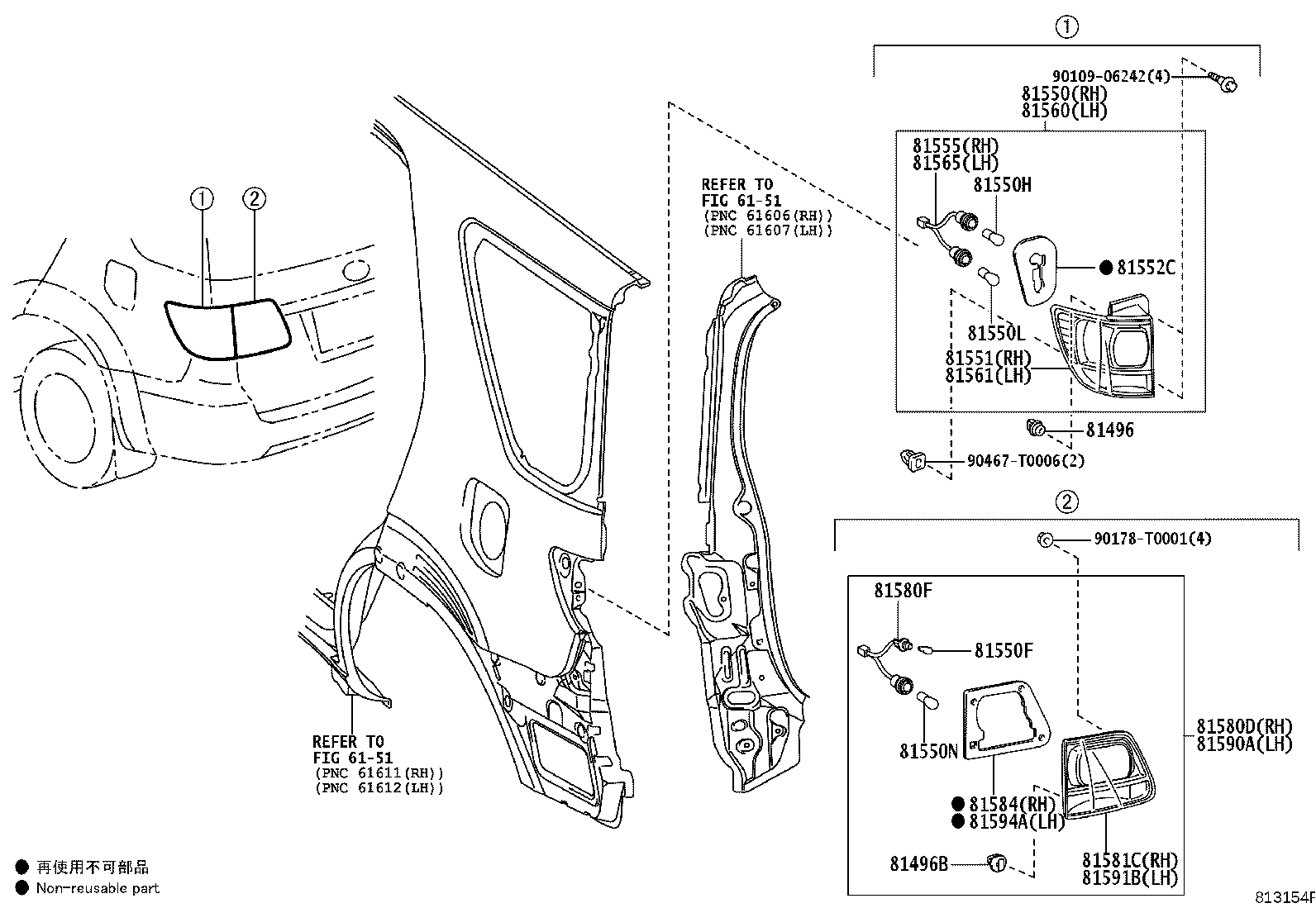 81550-71030 LAMP ASSY, REAR COMBINATION, RH product image