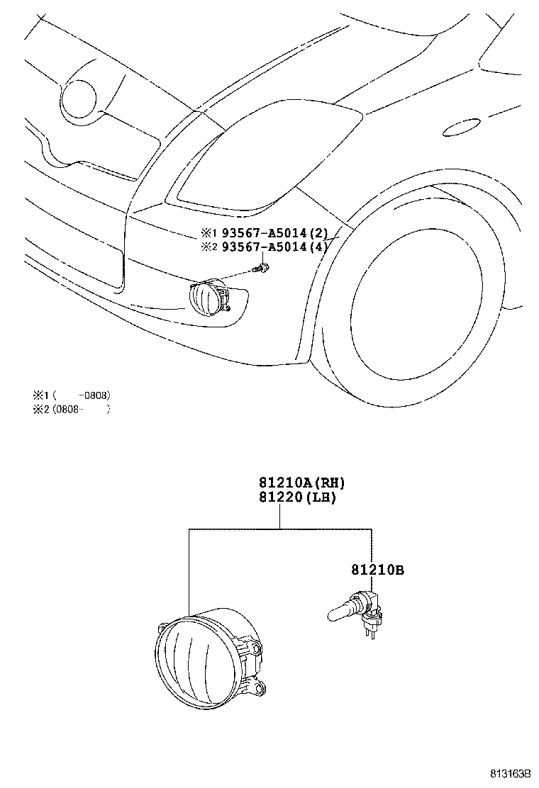 Toyota 81210-0D041 LAMP ASSY, FOG, RH
