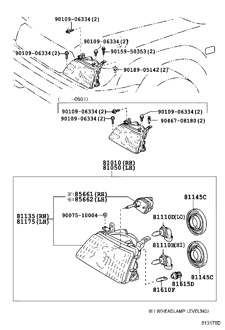 81019-60040 UNIT ASSY, HEADLAMP, RH product image