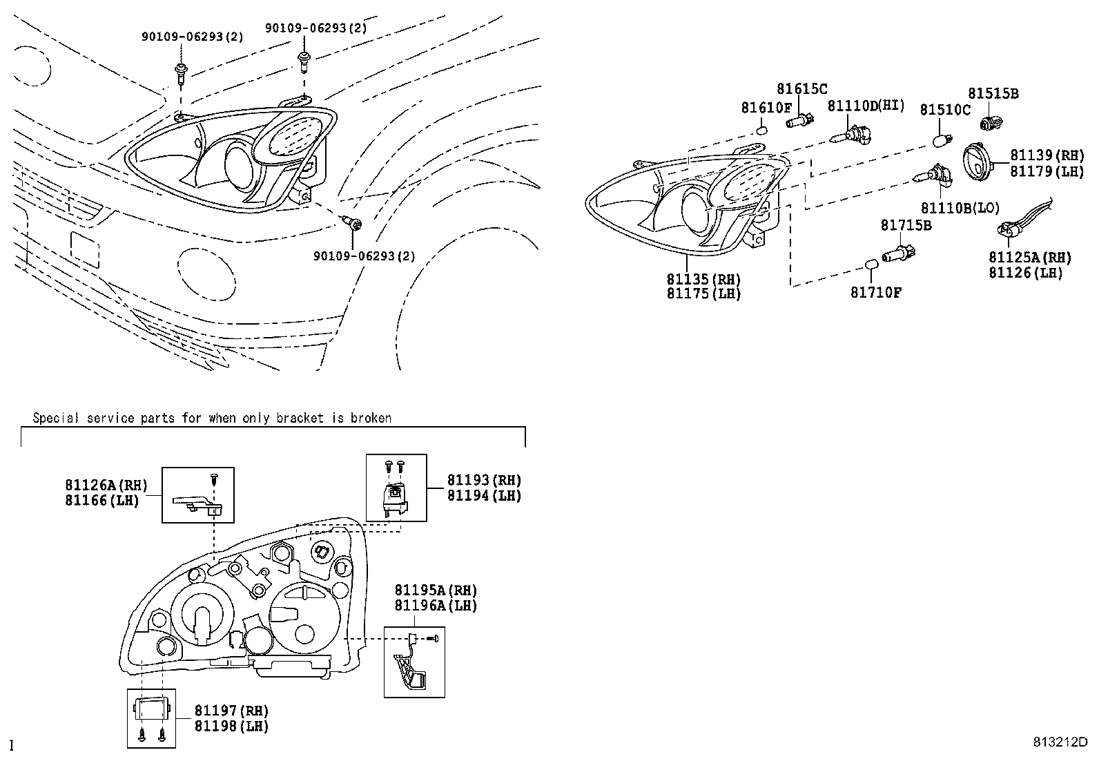 Toyota 81130-48600 UNIT ASSY, HEADLAMP, RH