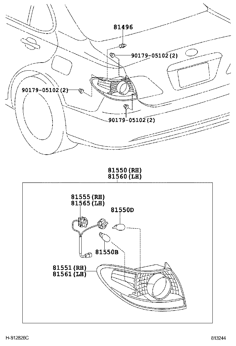 81550-33440 LAMP ASSY, REAR COMBINATION, RH product image