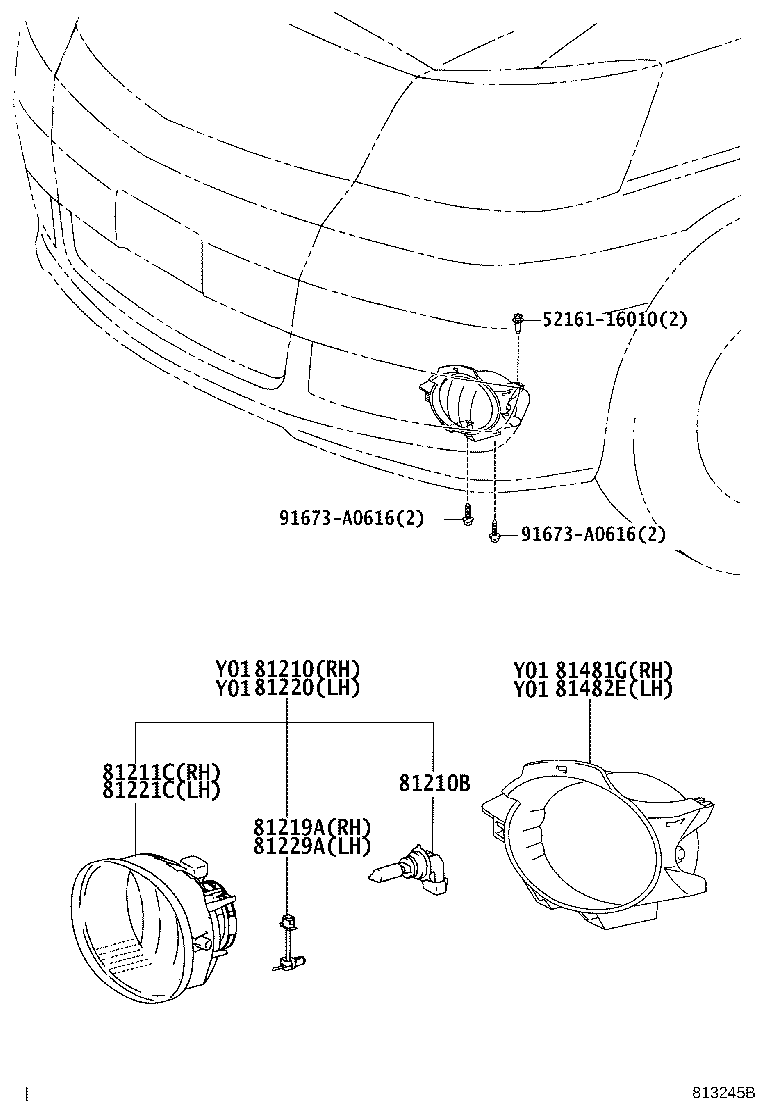 81211-58030 LAMP UNIT, FOG LAMP, RH product image