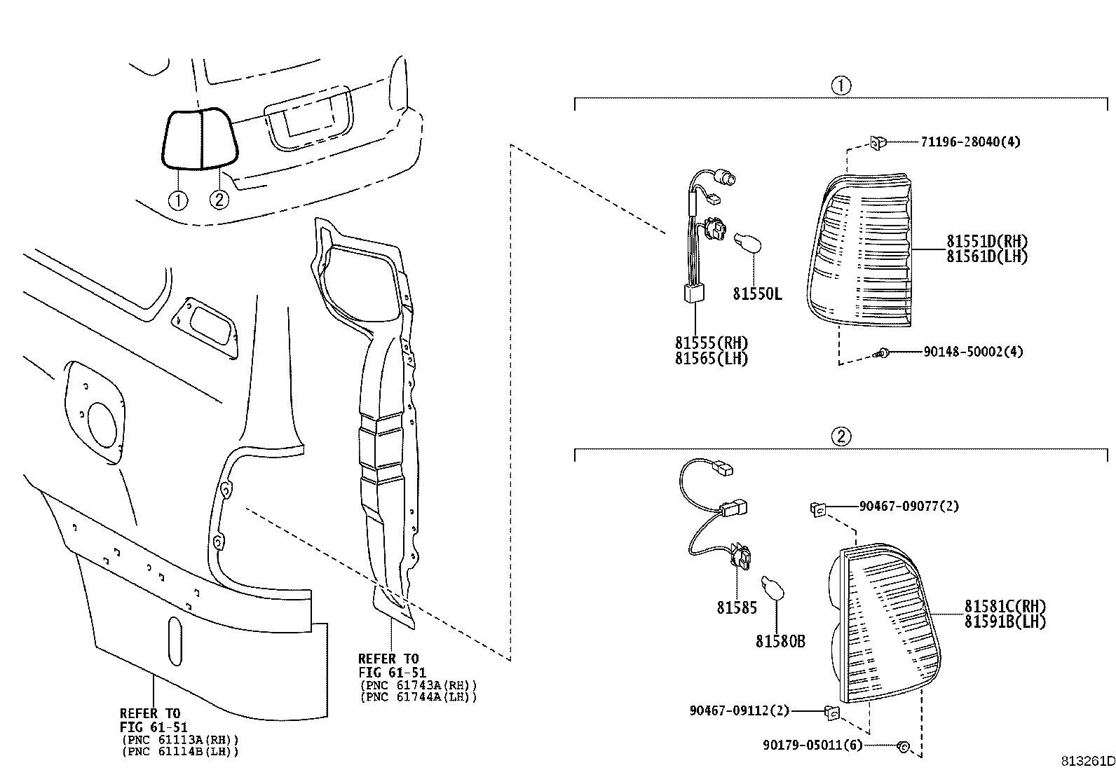 81551-60610 LENS & BODY, REAR COMBINATION LAMP, RH product image