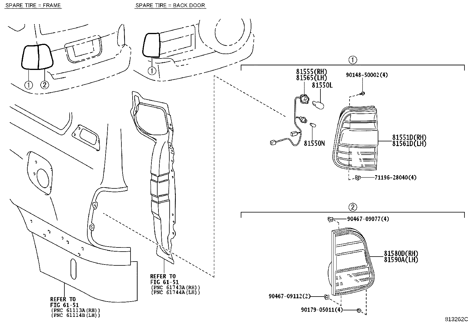 81550-60751 LAMP ASSY, REAR COMBINATION, RH product image