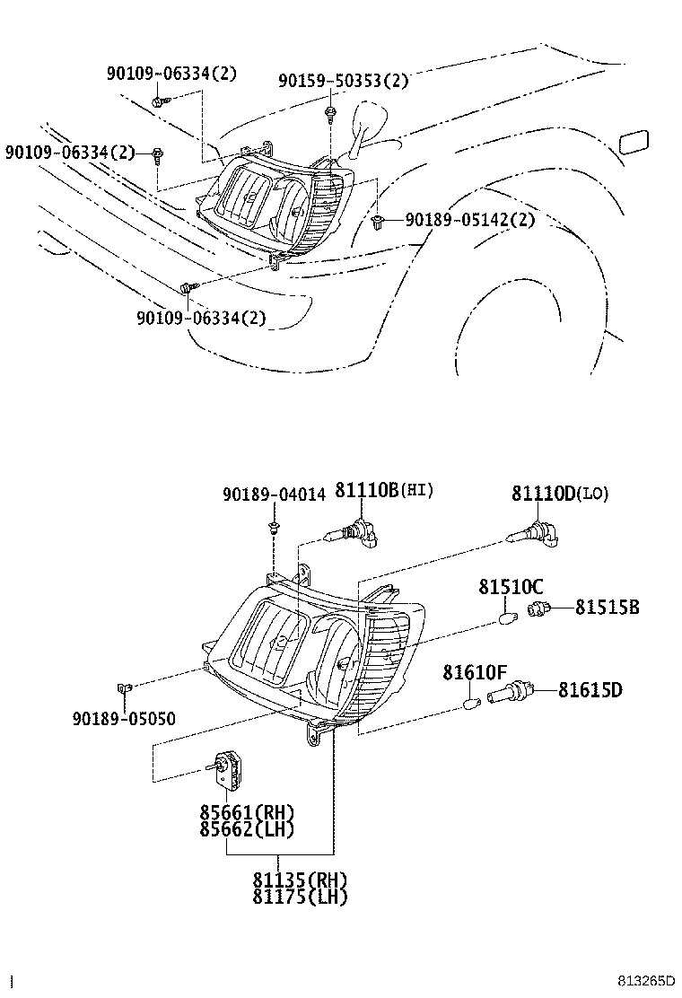 81130-60C10 UNIT ASSY, HEADLAMP, RH product image