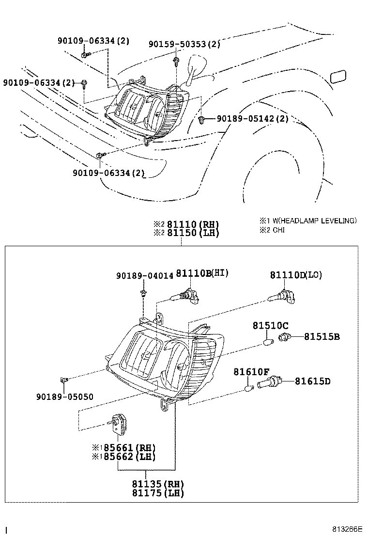 81010-60140 HEADLAMP ASSY, W/CLEARANCE, RH product image
