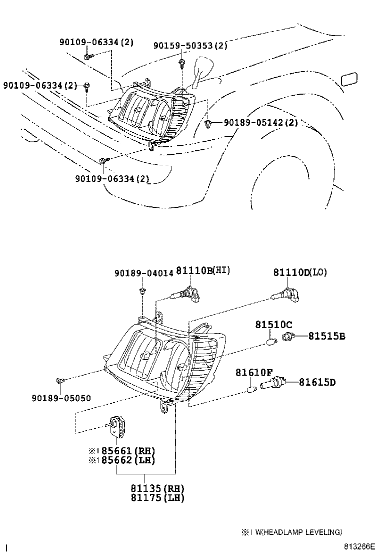 81019-60040 UNIT ASSY, HEADLAMP, RH product image