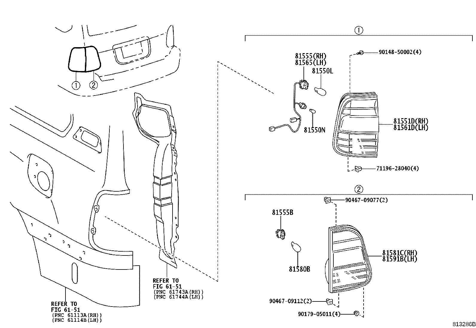 81580-60070 LAMP ASSY, REAR, RH product image