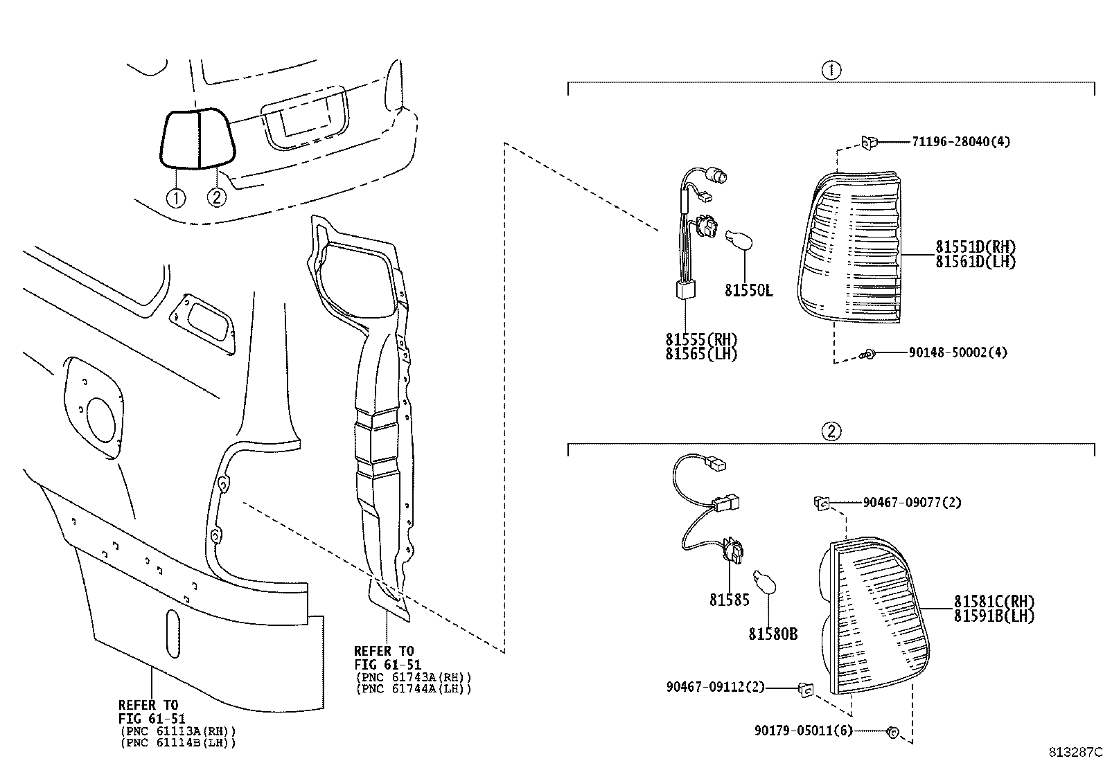 81550-60580 LAMP ASSY, REAR COMBINATION, RH product image
