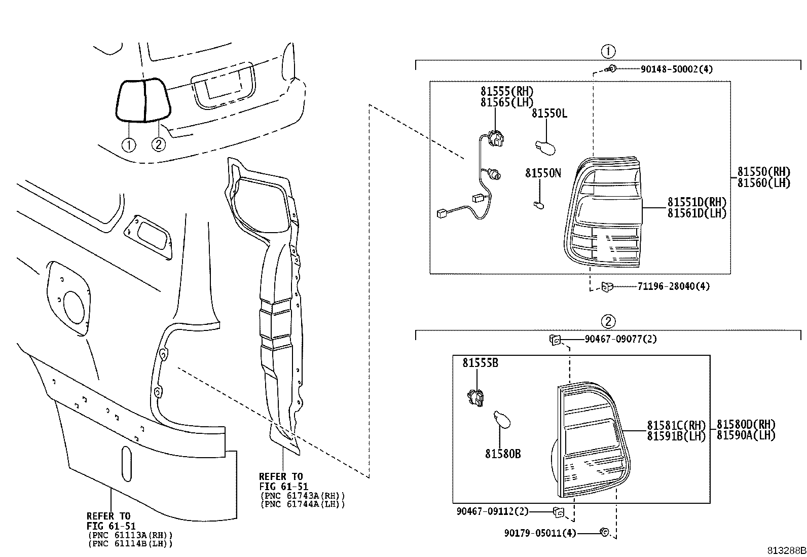 81550-60751 LAMP ASSY, REAR COMBINATION, RH product image
