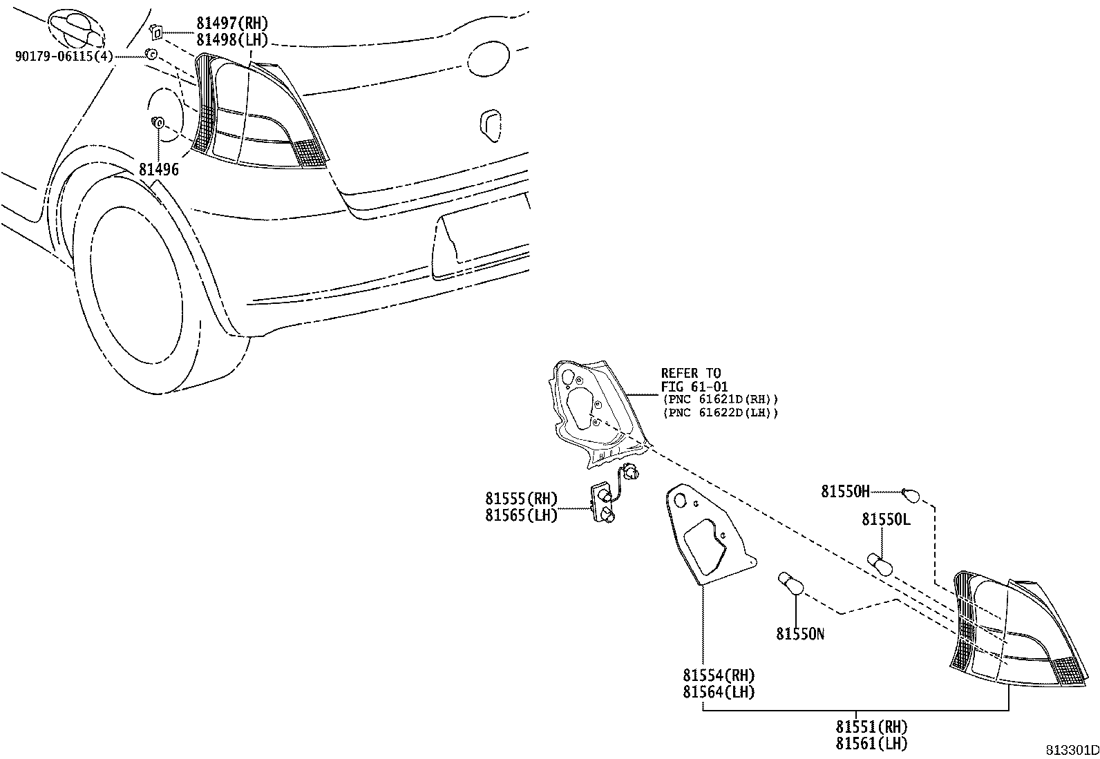 Toyota 81496-52020 GUIDE, REAR COMBINATION LAMP