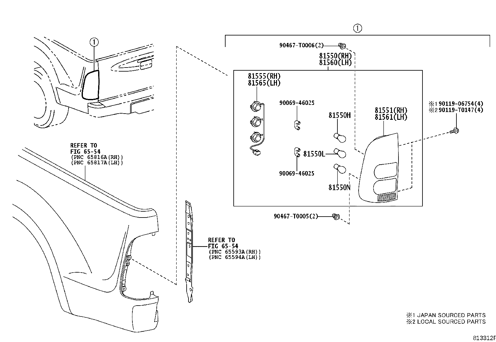 81550-0K040 LAMP ASSY, REAR COMBINATION, RH product image