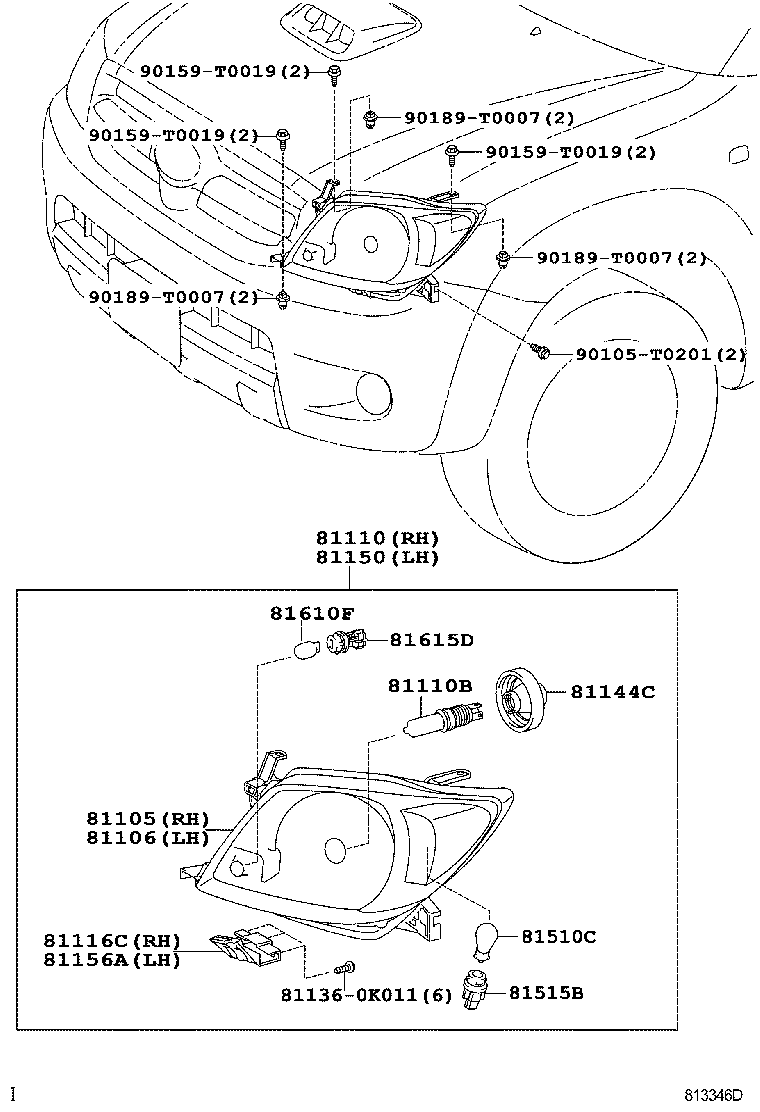 81150-0K080 HEADLAMP ASSY, LH product image