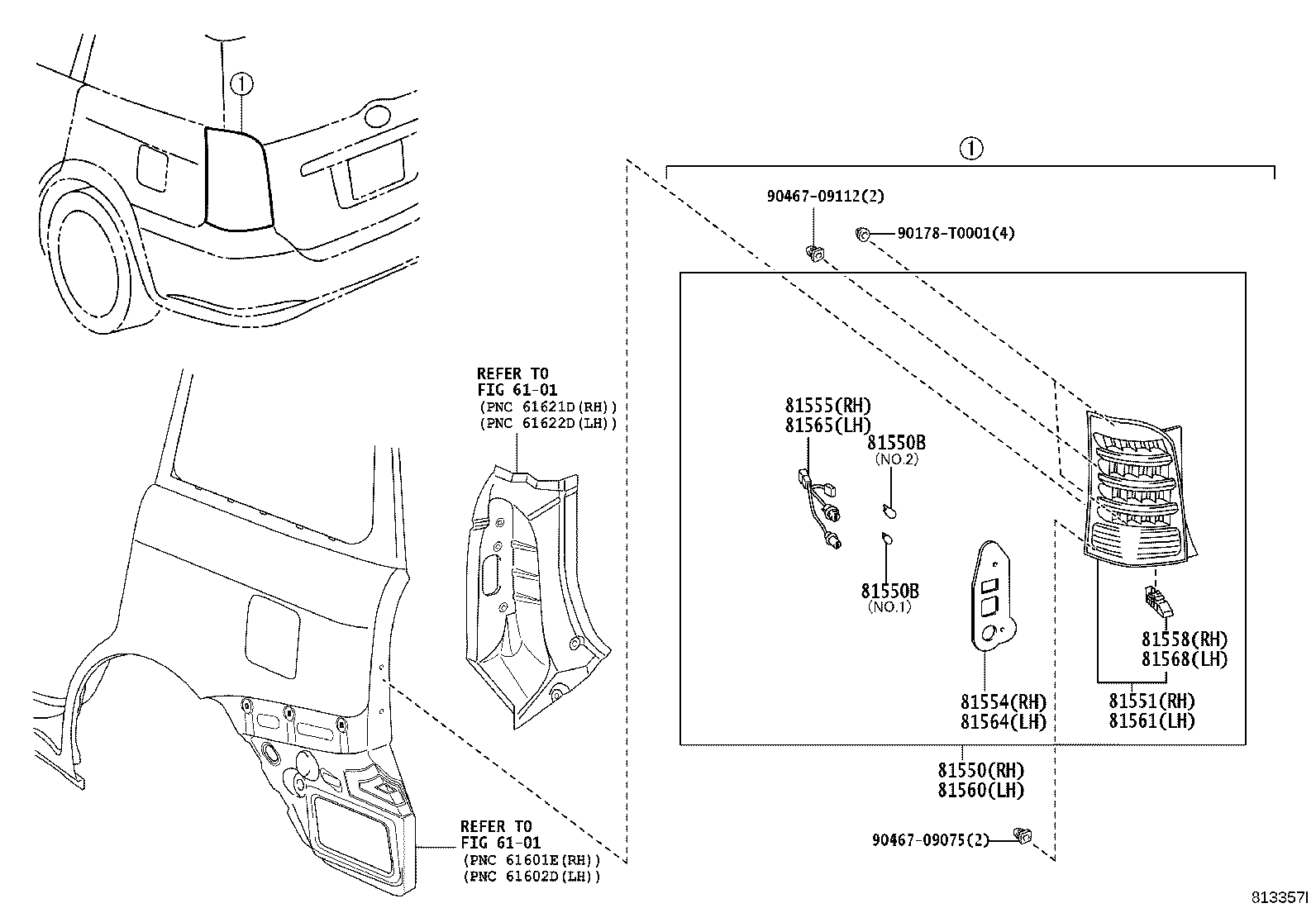 81550-68040 LAMP ASSY, REAR COMBINATION, RH product image