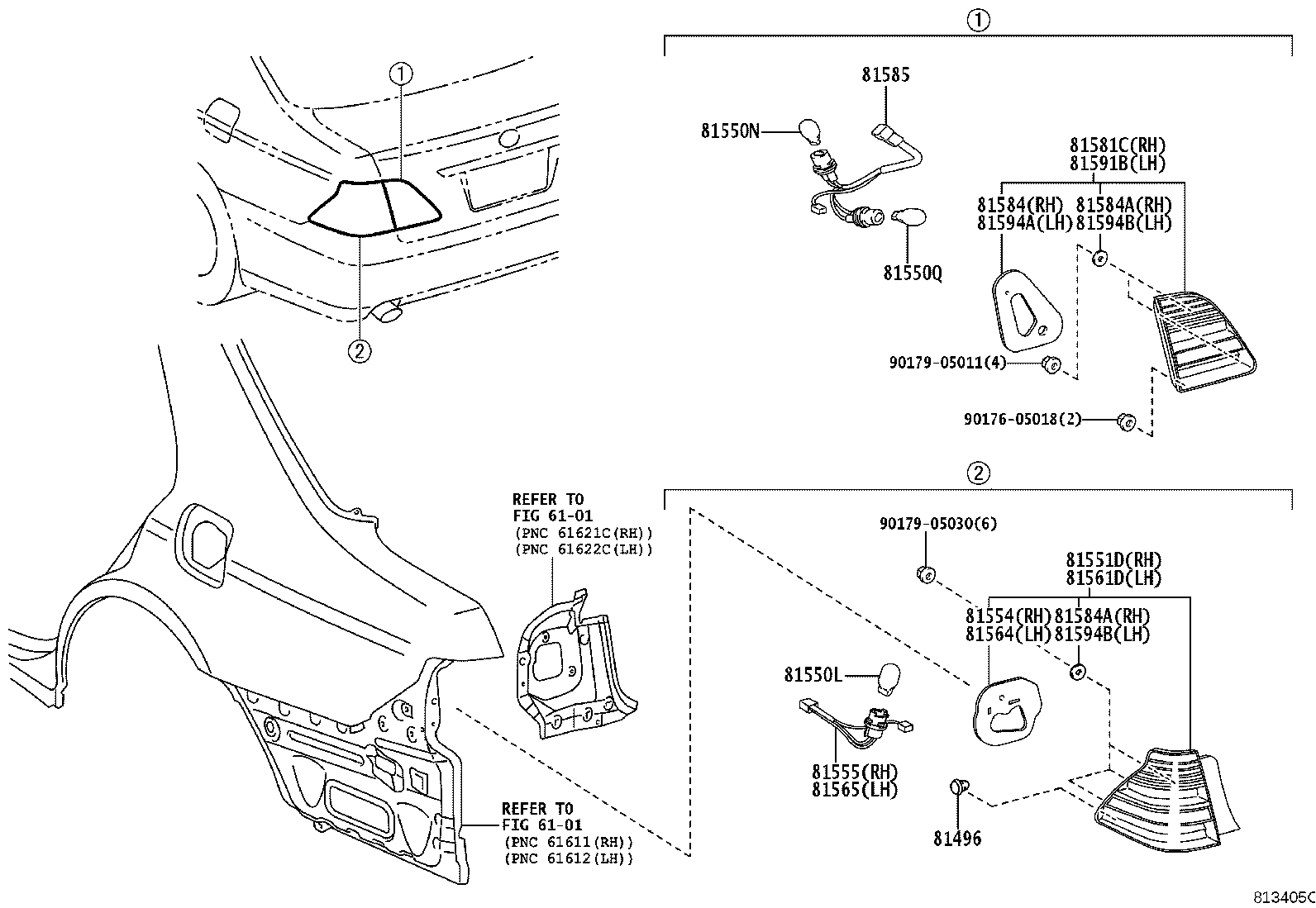 81554-30880 GASKET, REAR COMBINATION LAMP BODY, RH product image