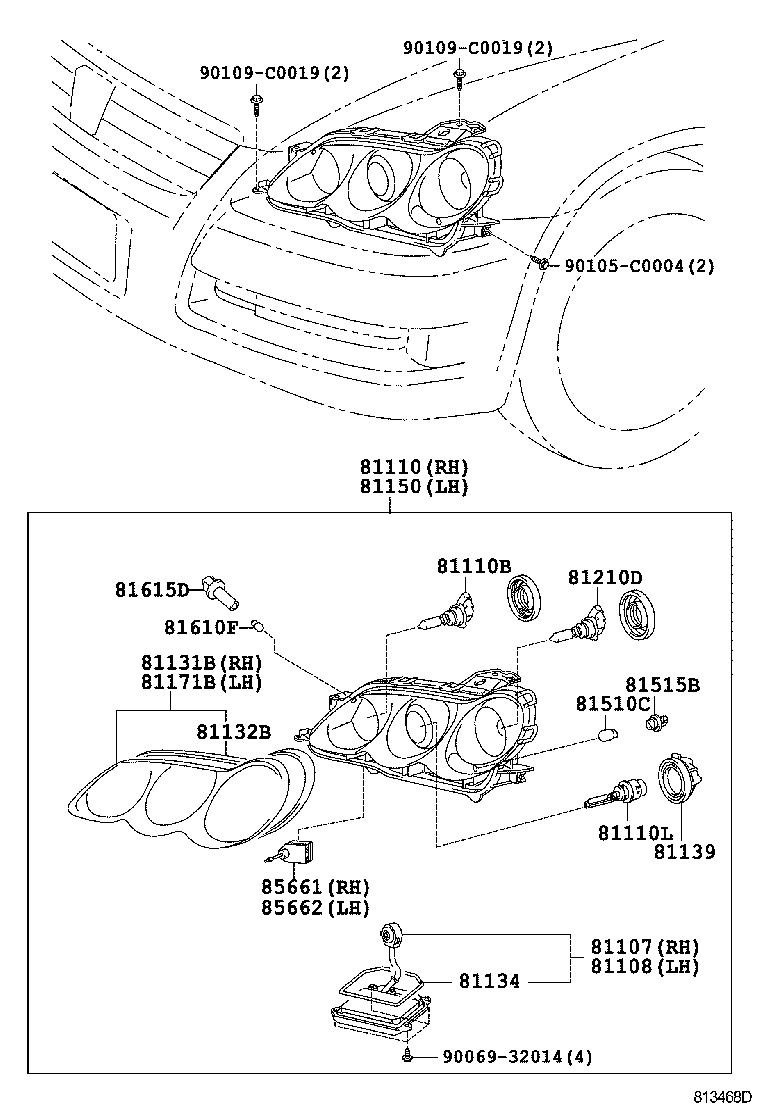 81110-0P021 HEADLAMP ASSY, RH product image