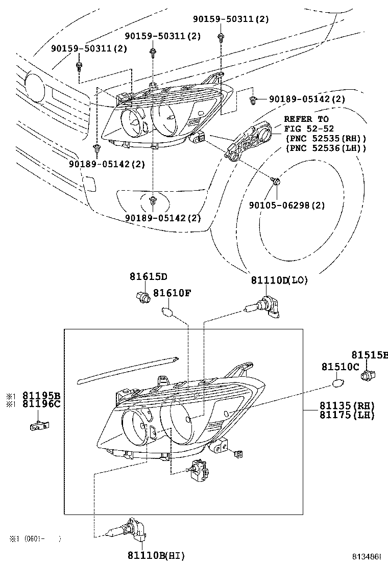 81130-42501 UNIT ASSY, HEADLAMP, RH product image
