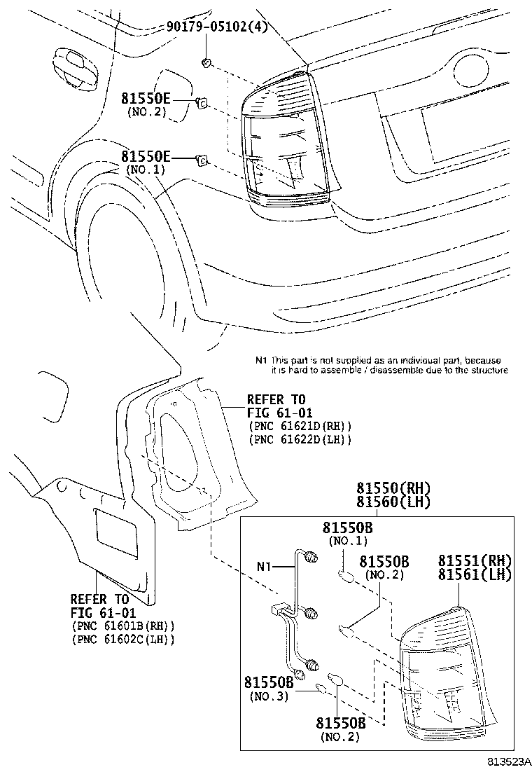 81550-47091 LAMP ASSY, REAR COMBINATION, RH product image
