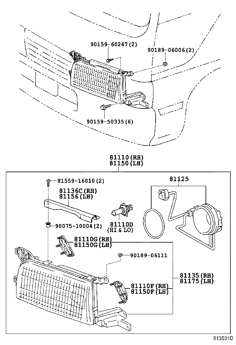 81130-36170 UNIT ASSY, HEADLAMP, RH product image