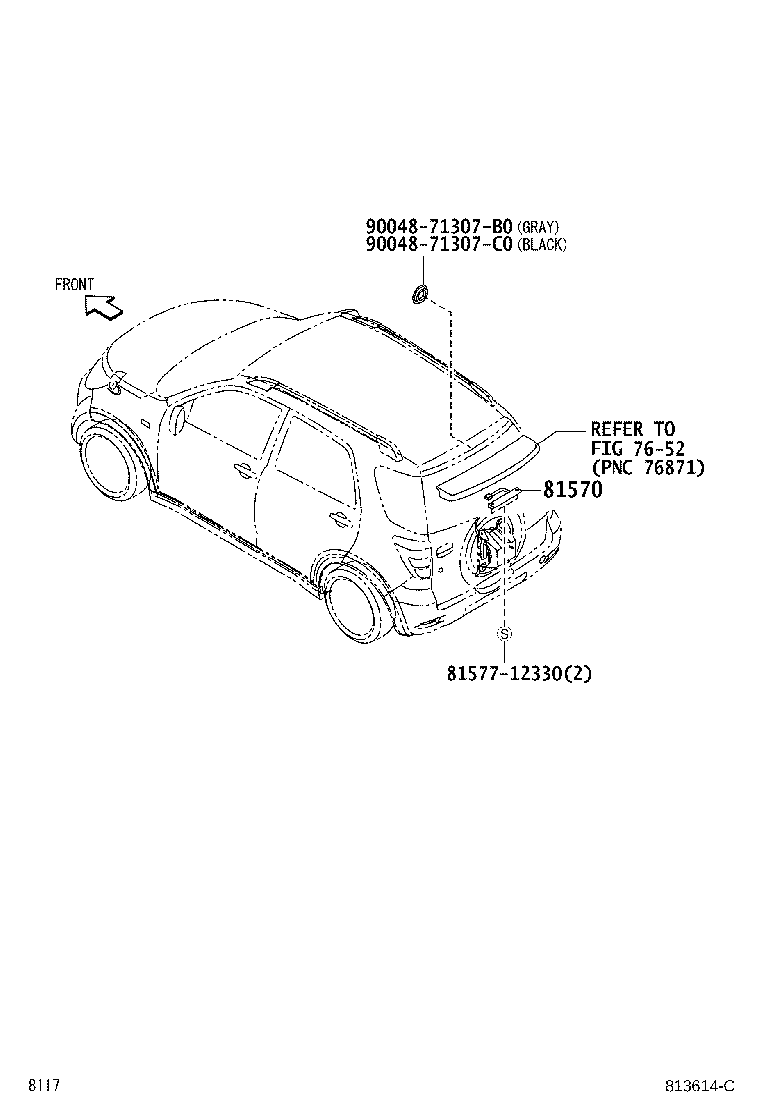 Toyota 81570-B4010 LAMP ASSY, CENTER STOP
