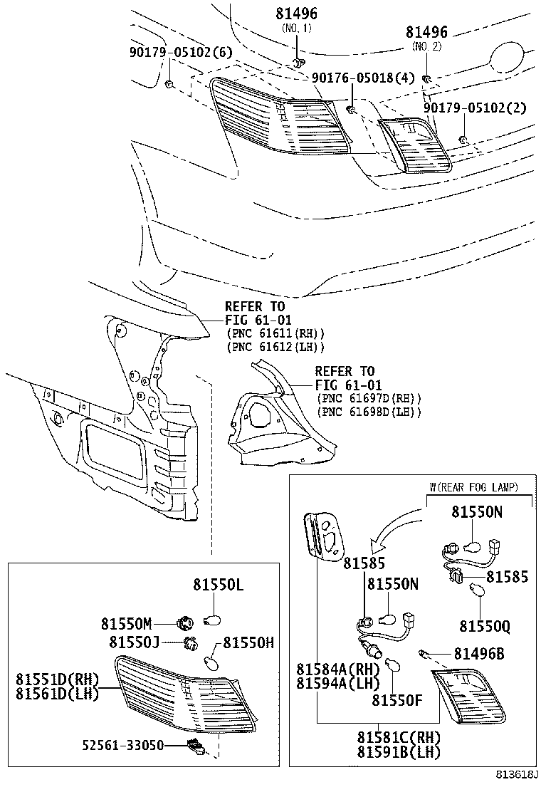 81581-33130 LENS AND BODY, REAR LAMP, RH product image