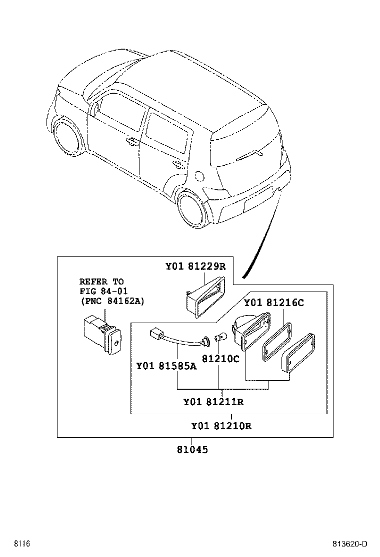 81216-B1040 RIM, REAR FOG LAMP, RH, NO.1 product image