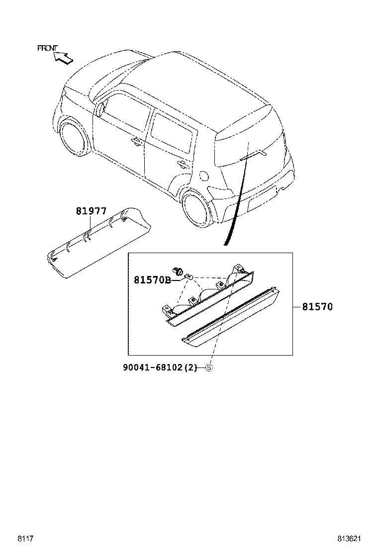 81977-B1040 COVER, CENTER STOP LAMP product image
