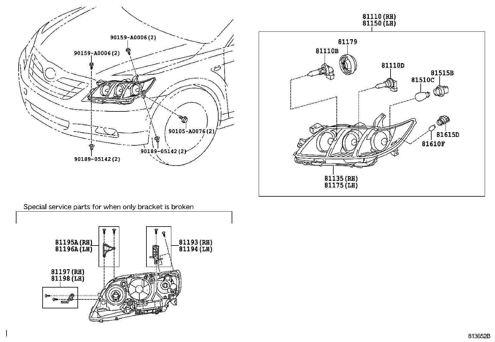 Toyota 81150-06201 HEADLAMP ASSY, LH