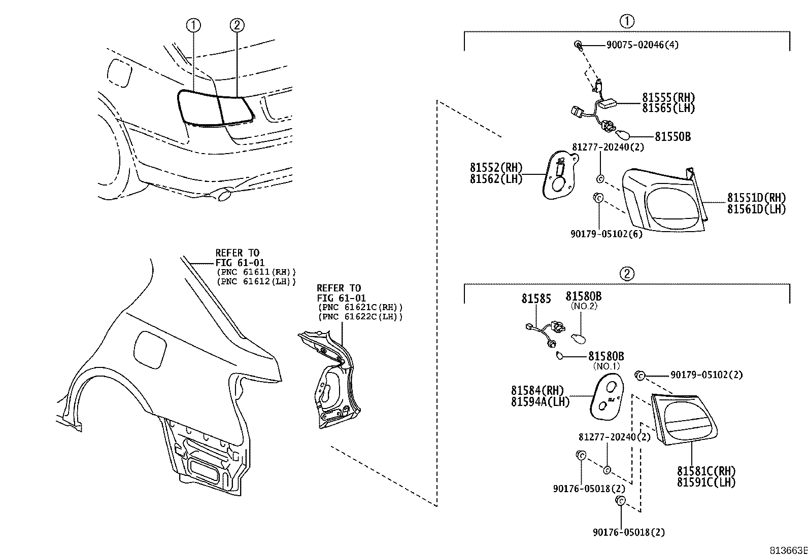 81581-30360 LENS AND BODY, REAR LAMP, RH product image