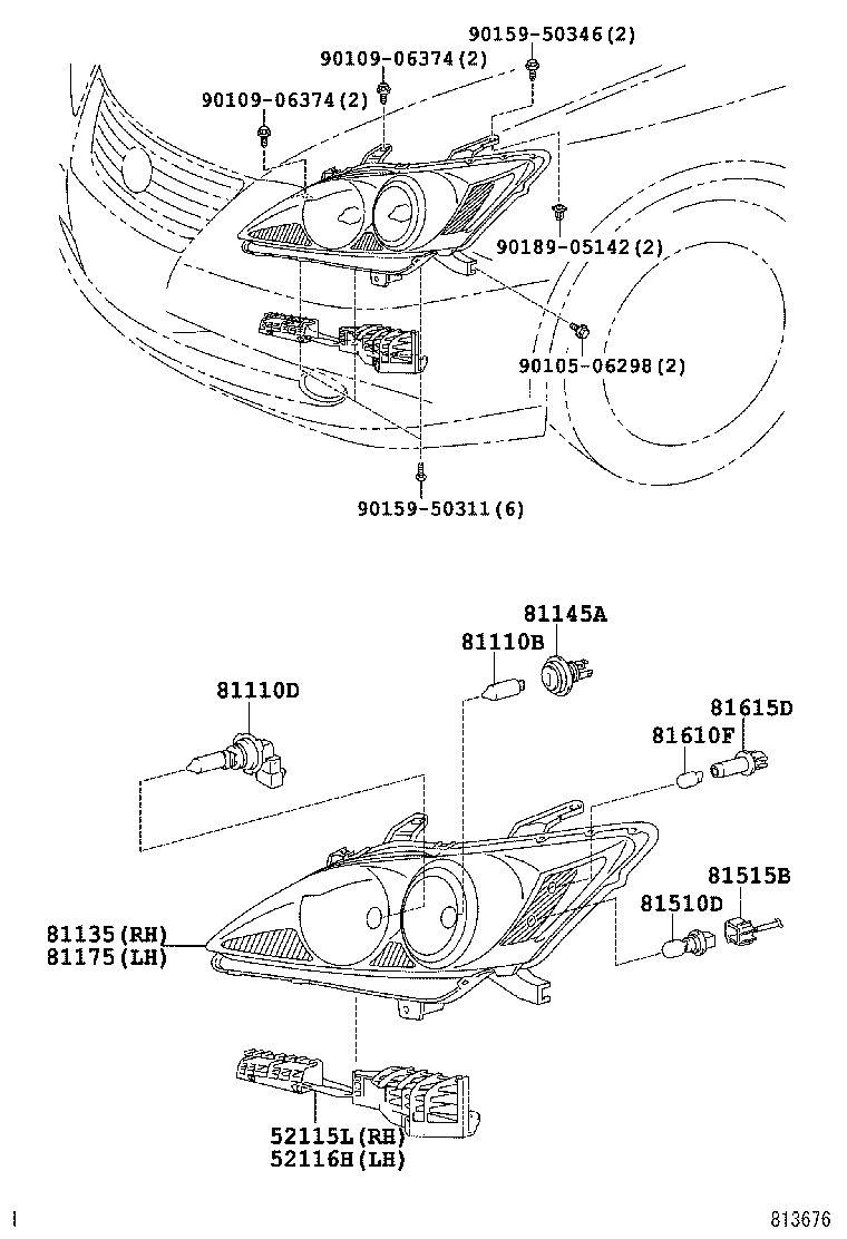 81130-33741 UNIT ASSY, HEADLAMP, RH product image