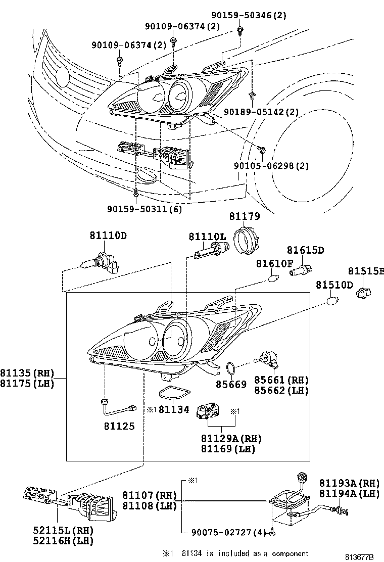 81185-33760 UNIT ASSY, HEADLAMP, LH product image