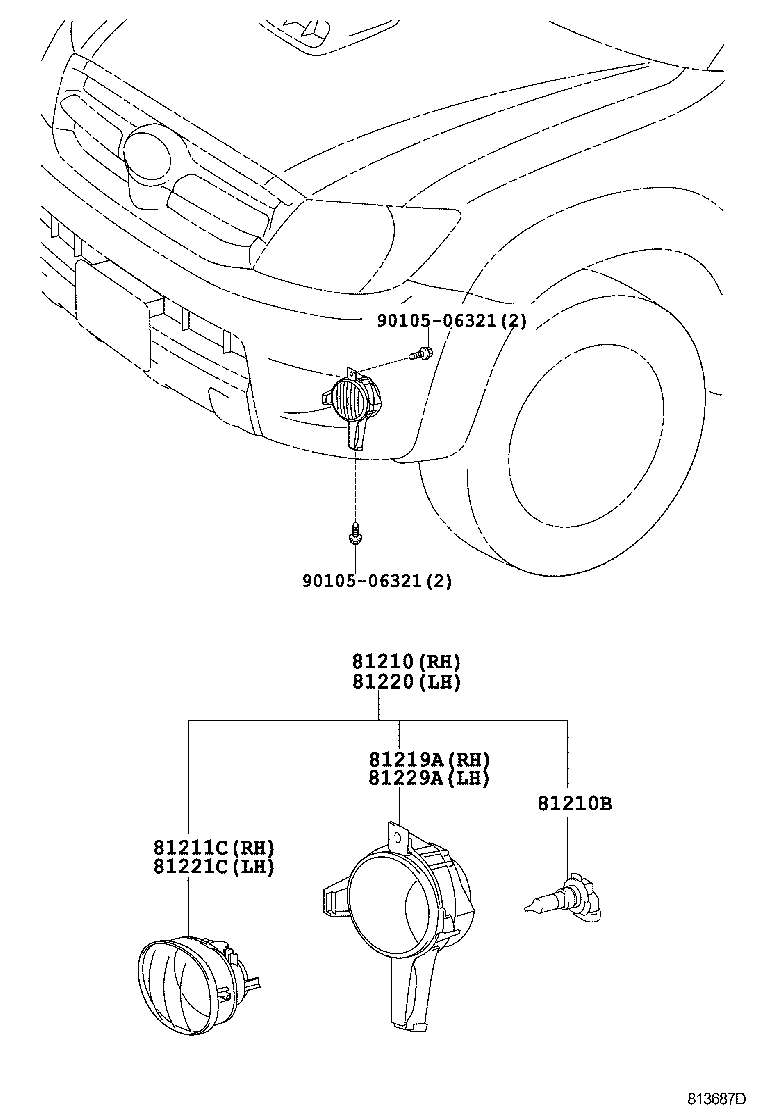 81220-0K080 LAMP ASSY, FOG, LH product image