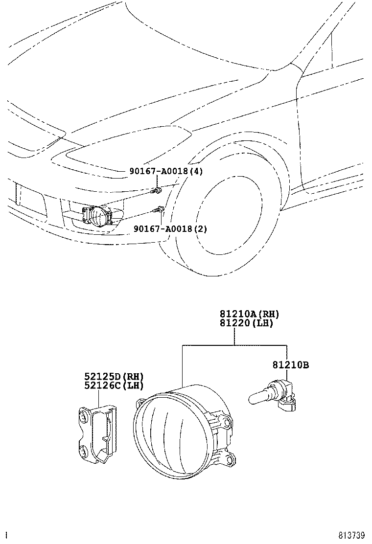 52126-06070 BRACKET, FOG LAMP MOUNTING, LH product image