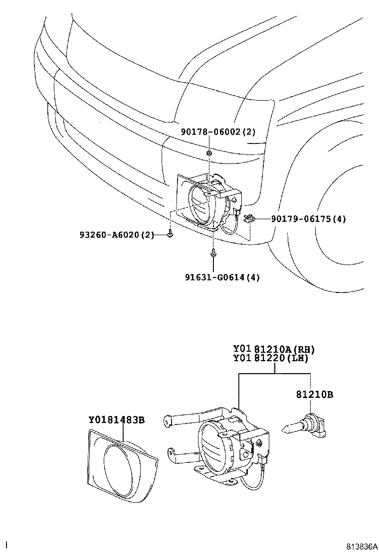 81220-52080 LAMP ASSY, FOG, LH product image