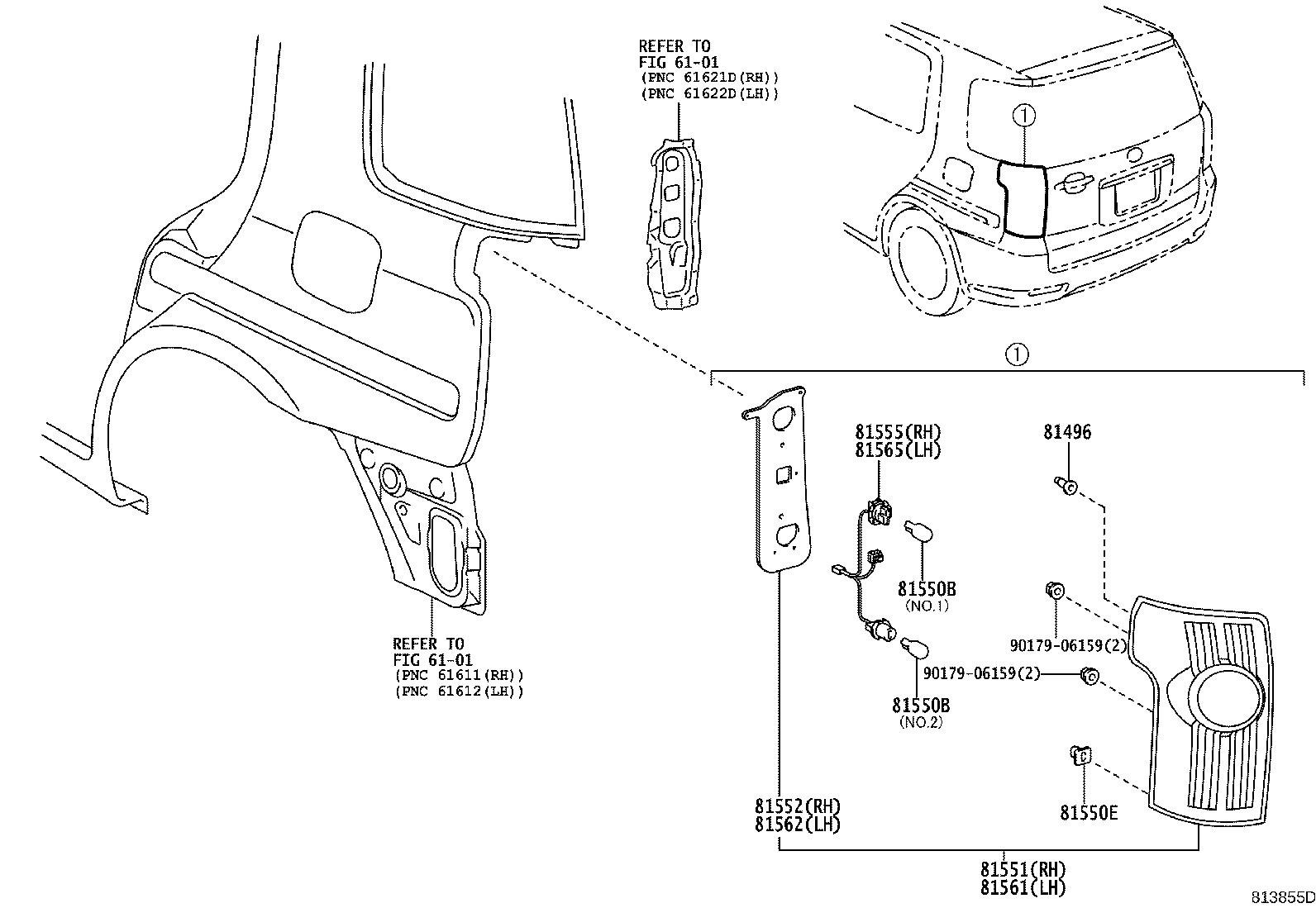 81552-46030 GASKET, REAR COMBINATION LAMP LENS, RH product image