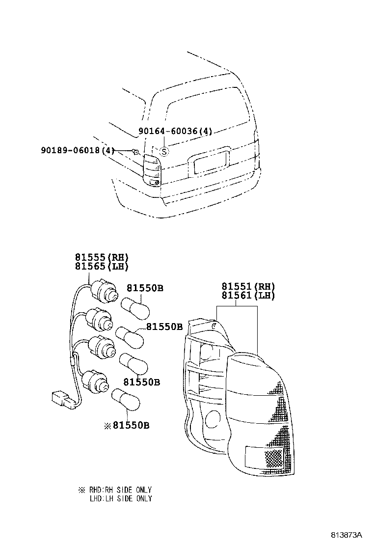 81550-26410 LAMP ASSY, REAR COMBINATION, RH product image