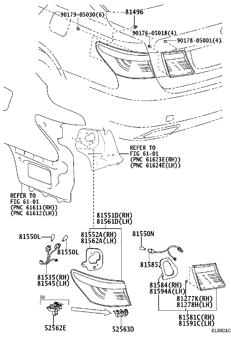 Toyota 81552-50210 GASKET, REAR COMBINATION LAMP, RH
