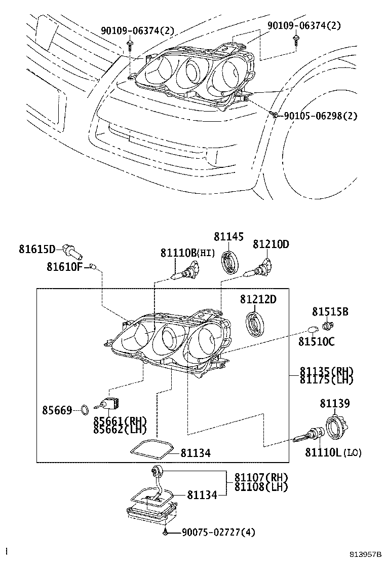 81070-22A70 UNIT ASSY, HEADLAMP, LH product image