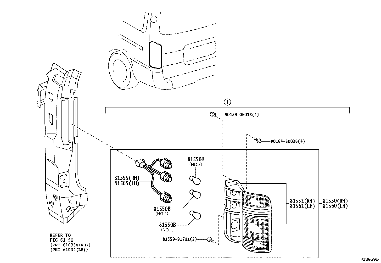 81560-27041 LAMP ASSY, REAR COMBINATION, LH product image