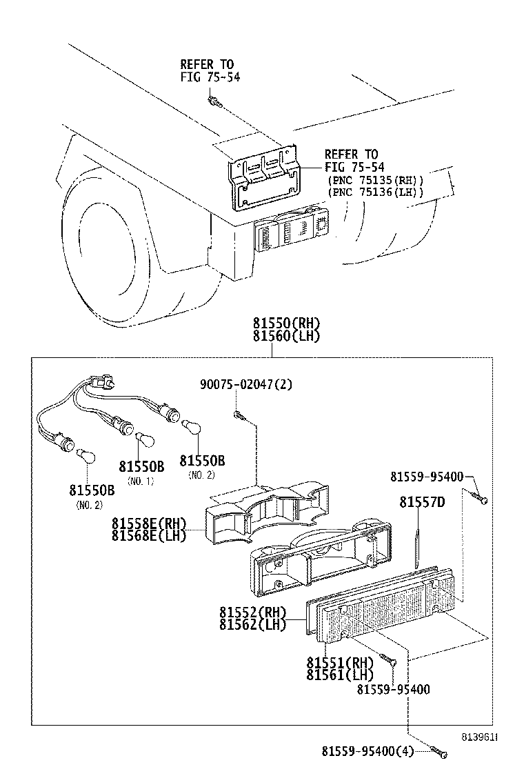 81560-27041 LAMP ASSY, REAR COMBINATION, LH product image